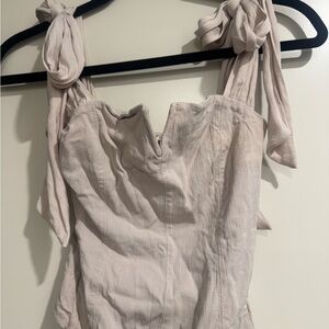 Free People Cream Tie-Strap Blouse